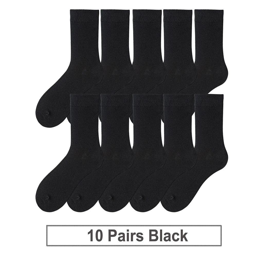 10 Pairs New Men's Cotton Socks Black Business Men Socks Soft Breathable Autumn Spring for Male White US6-10 Shopifynow