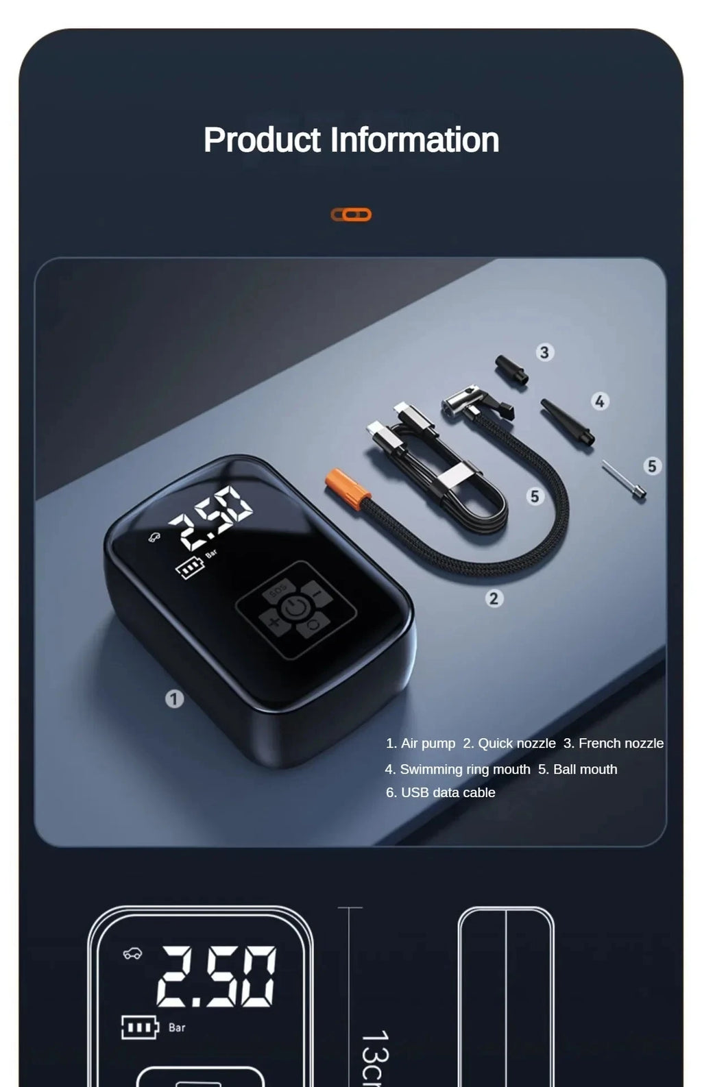 EAFC Portable Tire Inflator Car Tire Inflator Tire Inflator Pump With Digital Display Electric Inflator Mini Bicycle Air Pump Shopifynow