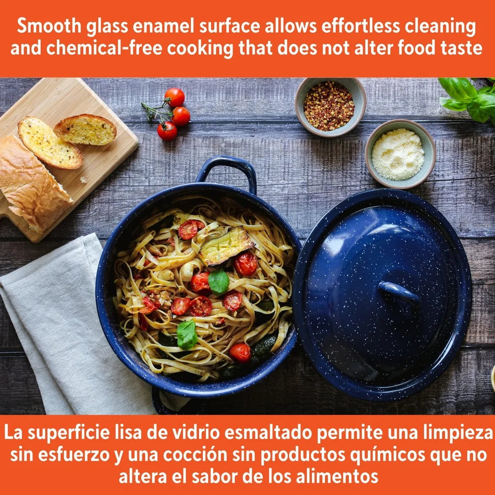 6Qt Enamel Stock Pot Heavy Duty Cooking Pot Stylish Efficient Heat Distribution Perfect Soups Stews Pasta Family Gatherings Shopifynow