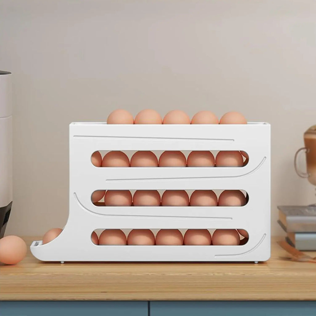 4 Tiers Egg Holder for Fridge， Automatic Egg Rolling Rack, 30 Eggs Storage Rack, Egg Distributor for Refrigerator, Egg Storage Shopifynow