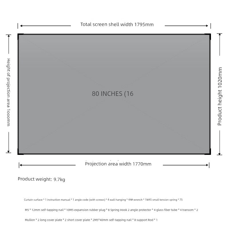 Deli Hanging Projection Screen Curtain Electric Remote Control 100-Inch 4:3 Projection Curtain Office For Home Projector Curtain 120-Inch 16:10 Tripod Screen Wall Screen 84-Inch Shopifynow