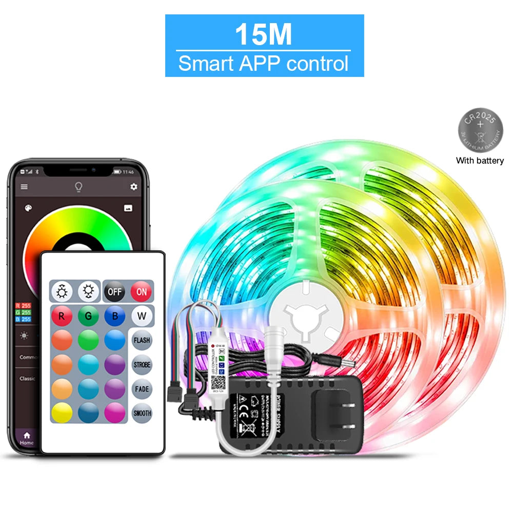 Led Lights for Bedroom 5050 RGB Strip Music Sync Color Changing With Remote and App Control Strips Room Home TV Party Decoration Shopifynow