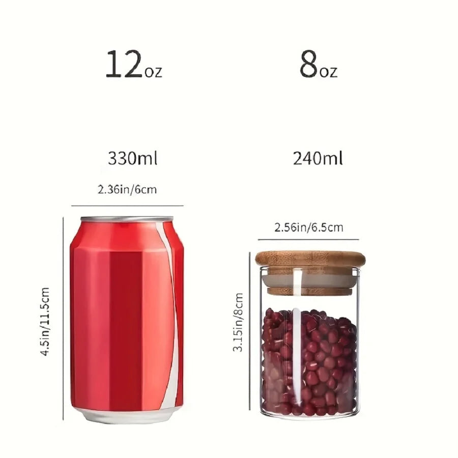 12pcs/set Airtight Glass Storage Jar with Bamboo Lid for Tea,Coffee,Sugar Portable and Transparent Container for Home Kitchen Shopifynow
