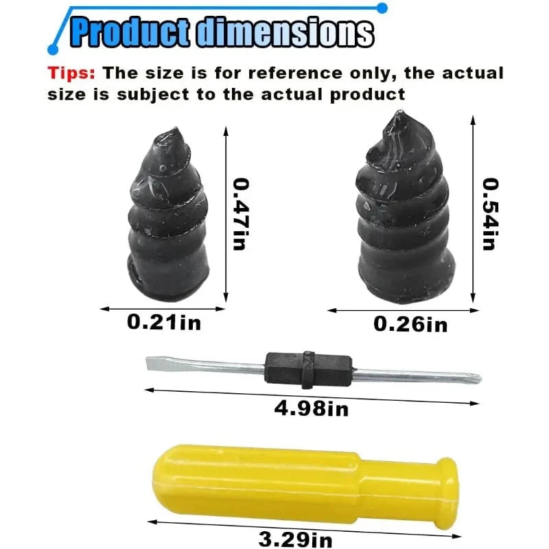 60PCS Tire Repair Rubber Nails Tire Puncture Repair Tool Kit with Screwdriver Vacuum Repair Tire Screw Plug Kit for Car MT Bike Shopifynow