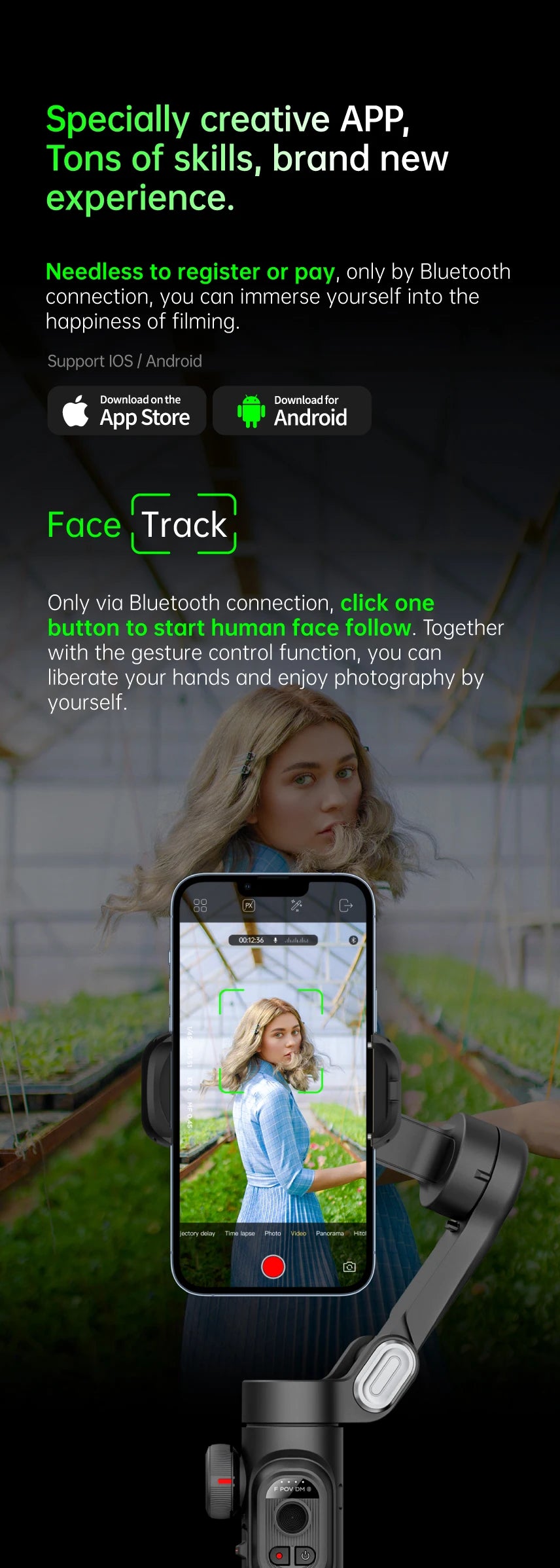 AOCHUAN 3-Axis Handheld Gimbal Stabilizer SmartXE for Smartphone for iPhone Android AI Face Tracking TikTok Vlog - Shopifynow