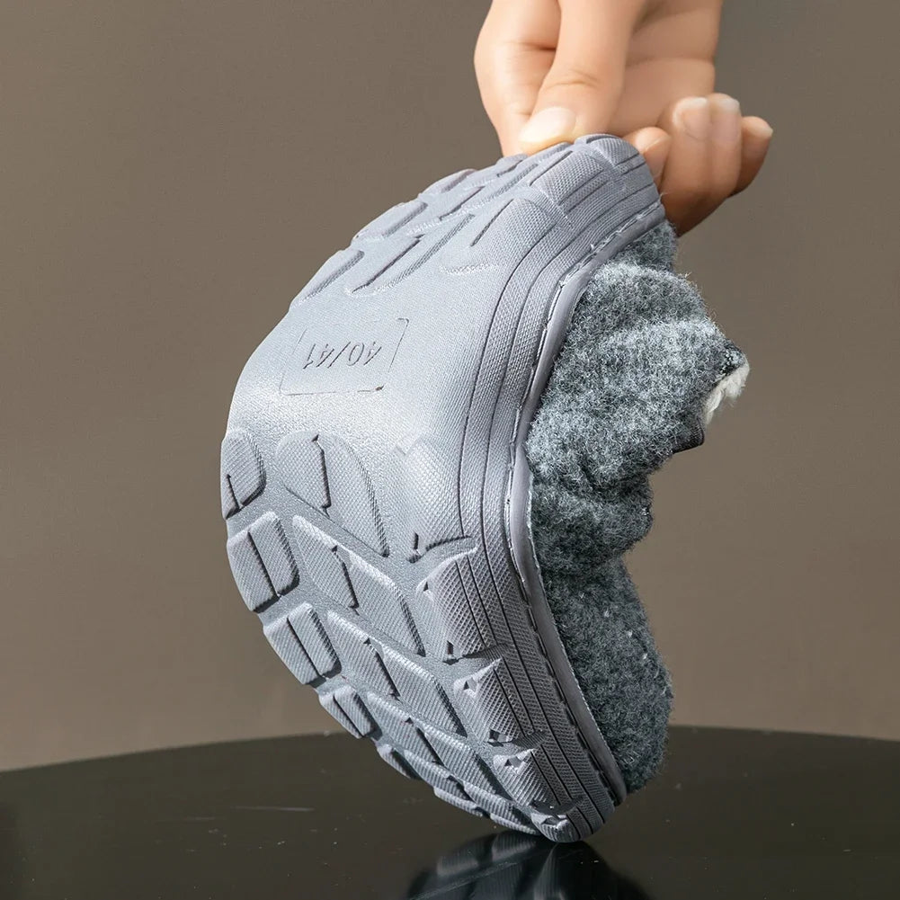 Winter Slippers for men Mark Line Sole Comfortable Felt Warm Non Slip Soft Memory Foam Cushion House Shoes Shopifynow