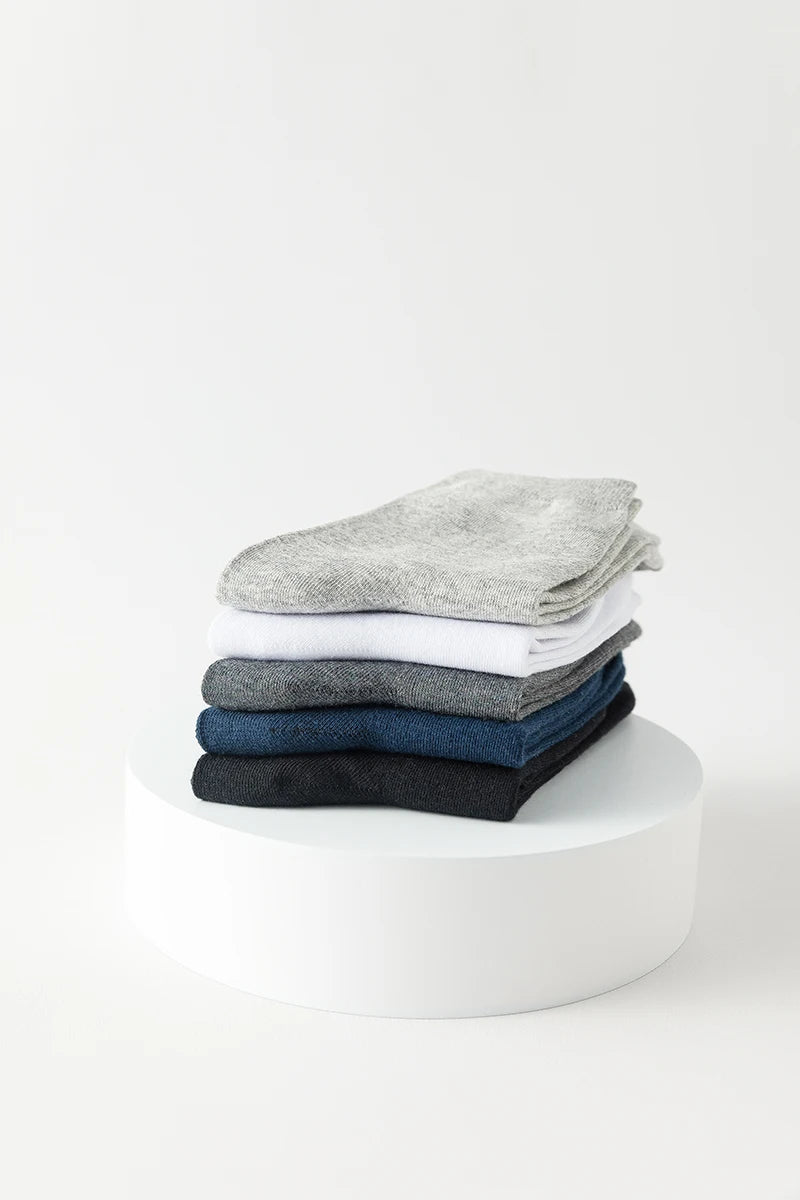 10 Pairs New Men's Cotton Socks Black Business Men Socks Soft Breathable Autumn Spring for Male White US6-10 Shopifynow