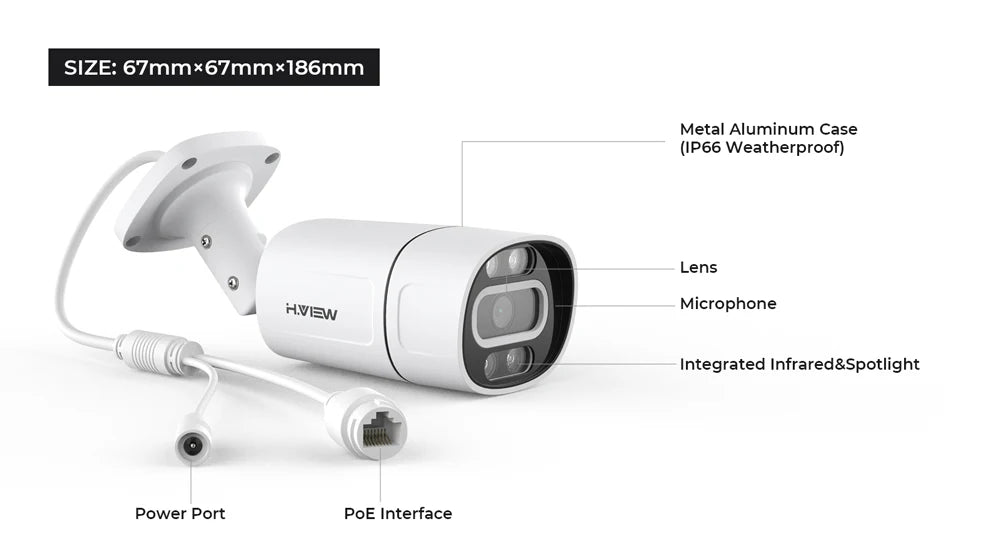 H.View 4K 8Mp poe Cctv Security Camera System Home Video Surveillance Kit 8Ch Nvr Audio Outdoor Ip Camera xmeye app