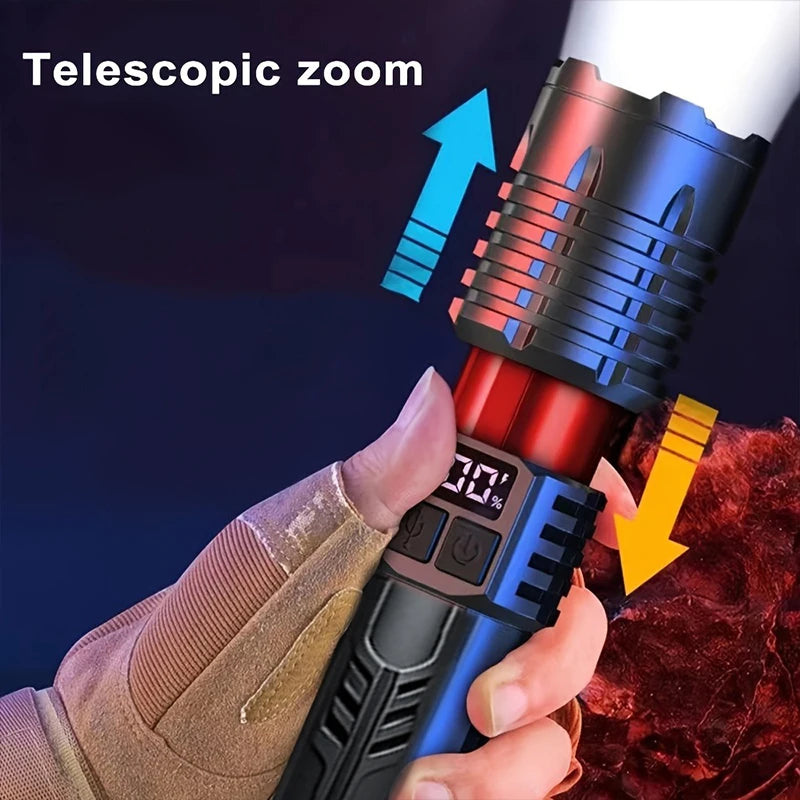 High Lumen Waterproof Tactical Flashlight - 5 Modes, Rechargeable, High Brightness, Durable ABS for Outdoor, Camping, Emergency Shopifynow