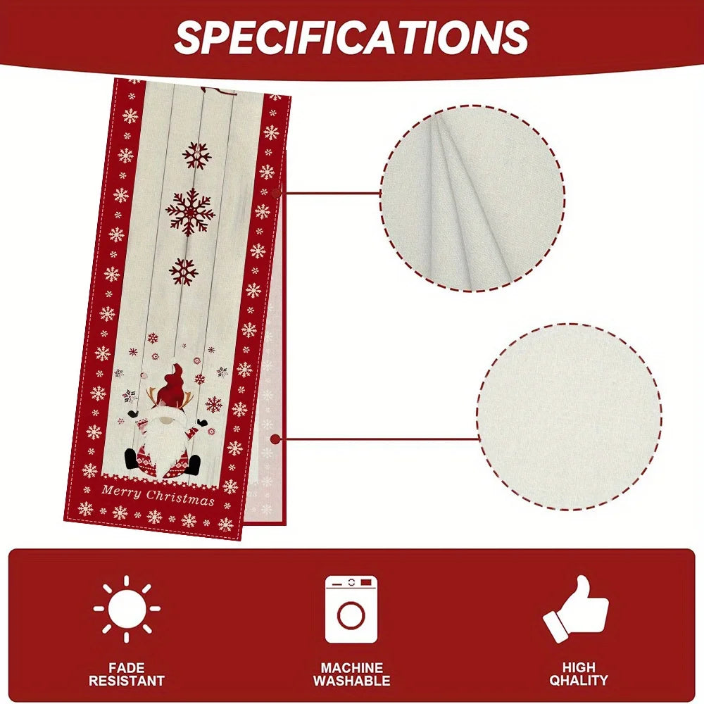 Christmas Table Runner with Santa Claus, Snowflake & Reindeer Pattern, Multiple Sizes, for Christmas Home Decoration and Gifts Shopifynow