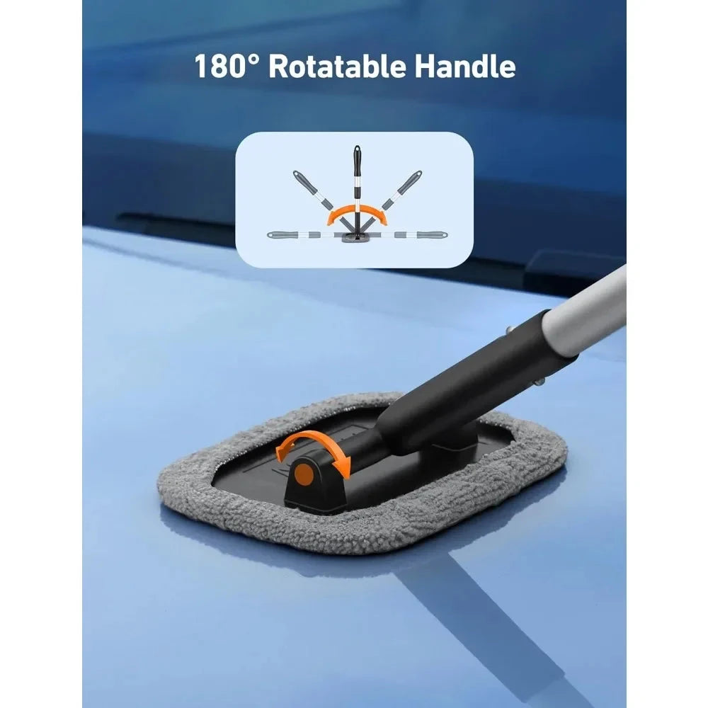 Car Window Cleaner Brush Windshield Cleaner Microfiber Cloth Cleaning Tool with Handle Interior Exterior Auto Glass Wiper Shopifynow