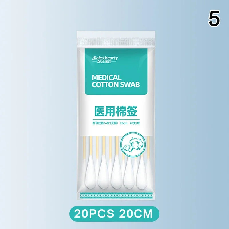 Disposable Sterile Medical Supplies Cotton Swabs Single Head Wound Sterilization Cleaning Wooden Long Cotton Swabs Stick Shopifynow