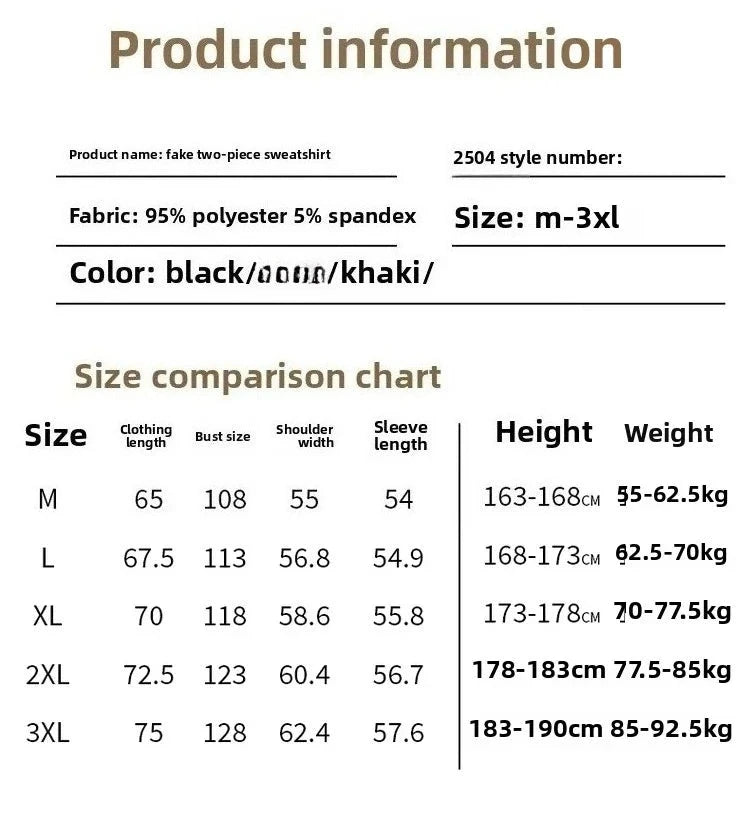 Spring and Autumn New Men Henley neck T Shirt Long Sleeve Casual  Solid color T-Shirt Fashion Waffle Fake two-piece Sweatshirts Shopifynow