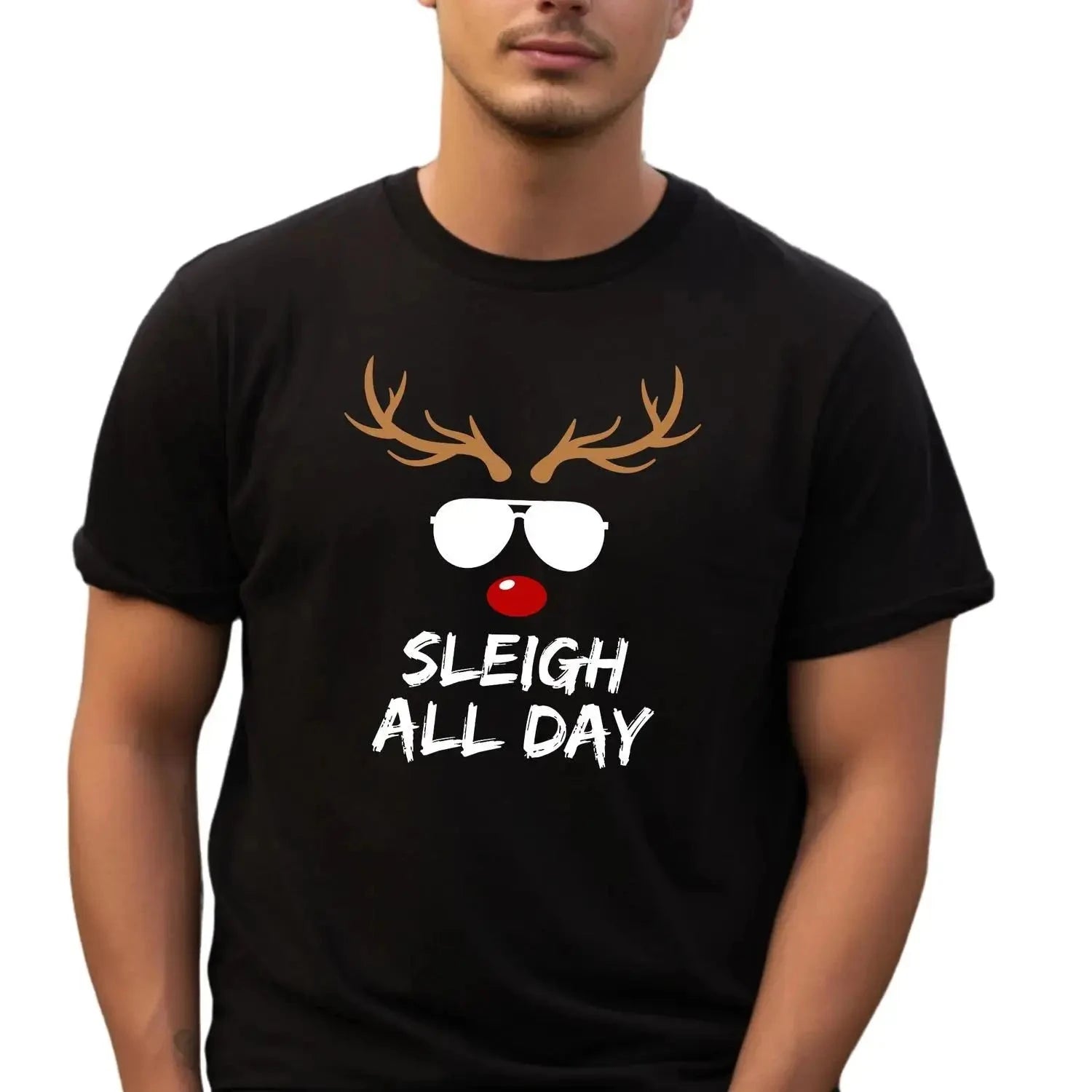 Christmas Gingerbread Man Printed Pure Cotton Short-sleeved Loose and Comfortable Pure Cotton T-shirt for Men and Women Shopifynow