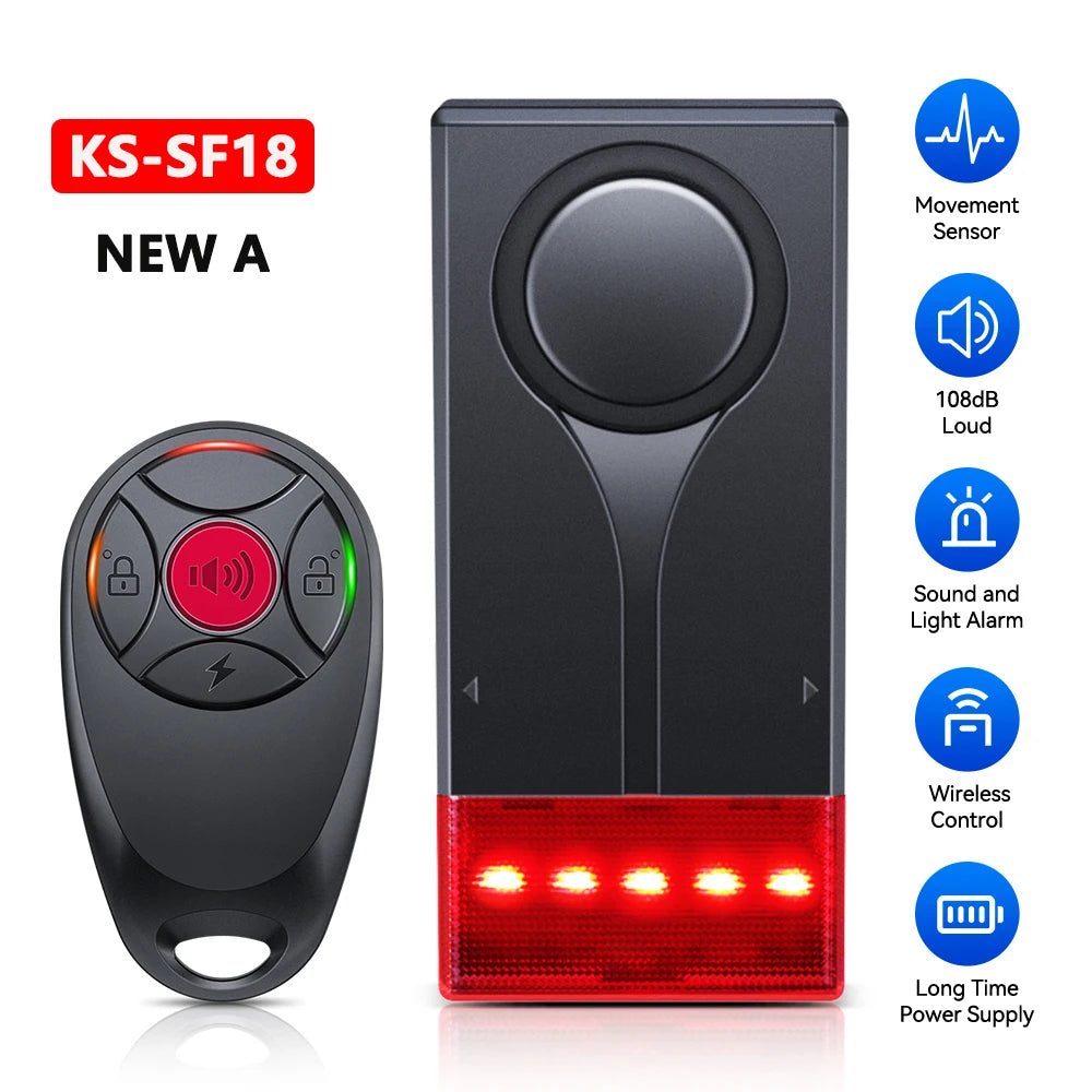 Awapow Wireless Vibration Bike Alarm With Remote Control Anti-Theft Alarm 110dB Loud Bike Door Window Alarm Home Safety System - Shopifynow