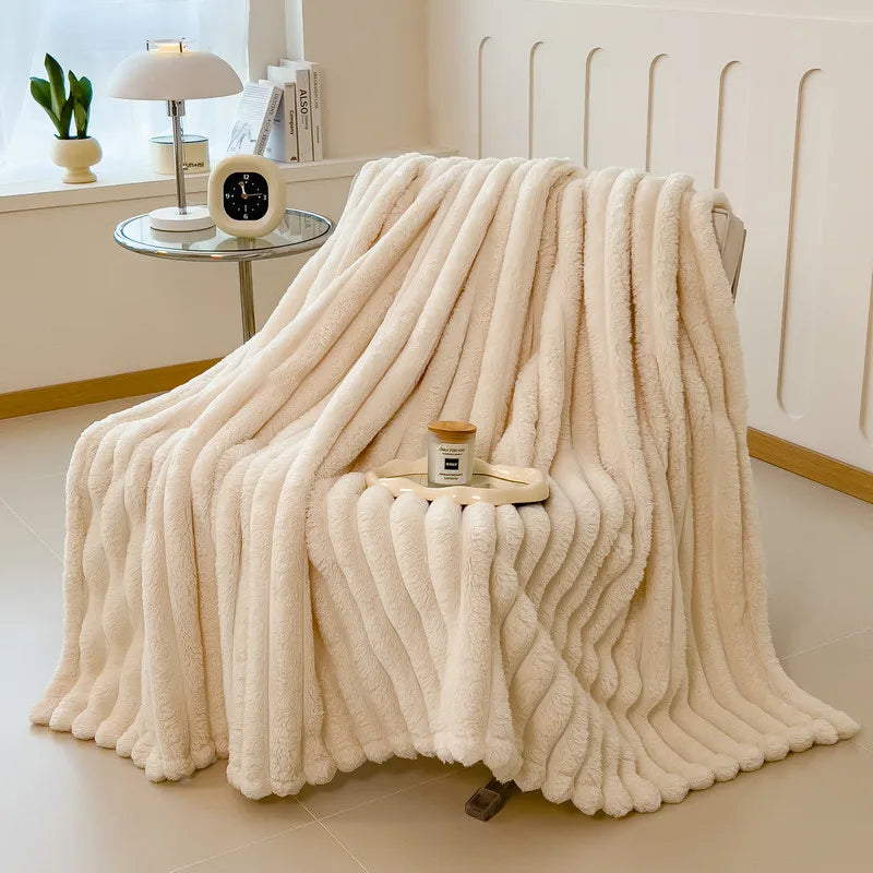 Luxurious Super Soft Faux Rabbit Fur Blanket - Warm & Cozy Throw for Couch, Bed & Travel - Versatile All-Season Gift Shopifynow