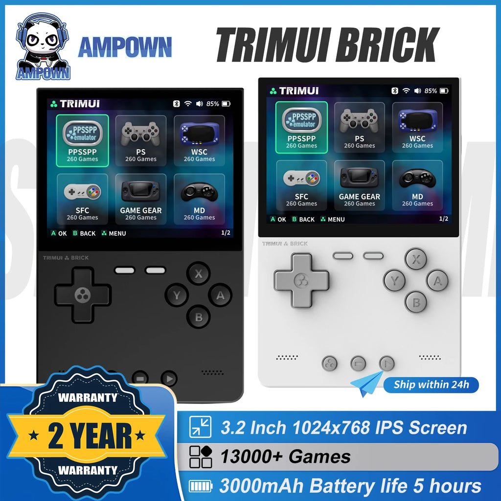 AMPOWN Trimui BRICK Handheld Game Players Consoles 3.2'' IPS Screen Emulator Portable Retro Video Games Linux System Allwinner - Shopifynow