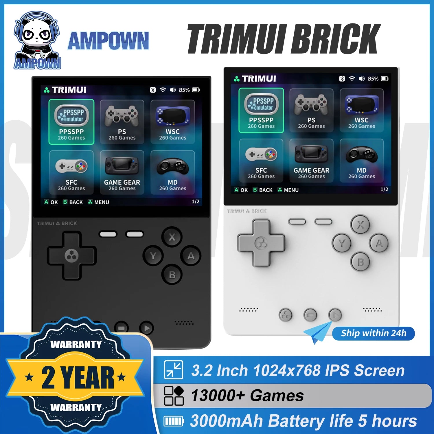 AMPOWN Trimui BRICK Handheld Game Players Consoles 3.2'' IPS Screen Emulator Portable Retro Video Games Linux System Allwinner - Shopifynow