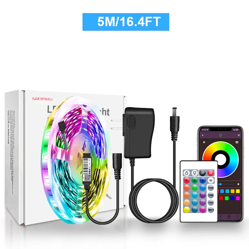 LED Strip Lights RGB 5050 LED Strips Bluetooth APP Control Color Changing DC 12V 30LEDS/M Per Meter For Bedroom Room Kitchen Bar Shopifynow