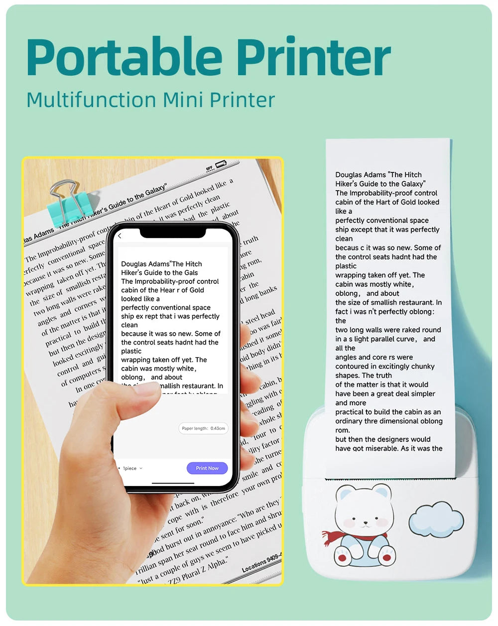1200mAh Mini Printers Wireless Bluetooth Label Maker Printer 57mm Thermal Stickers Printer For School Home Text Photo Printing Shopifynow