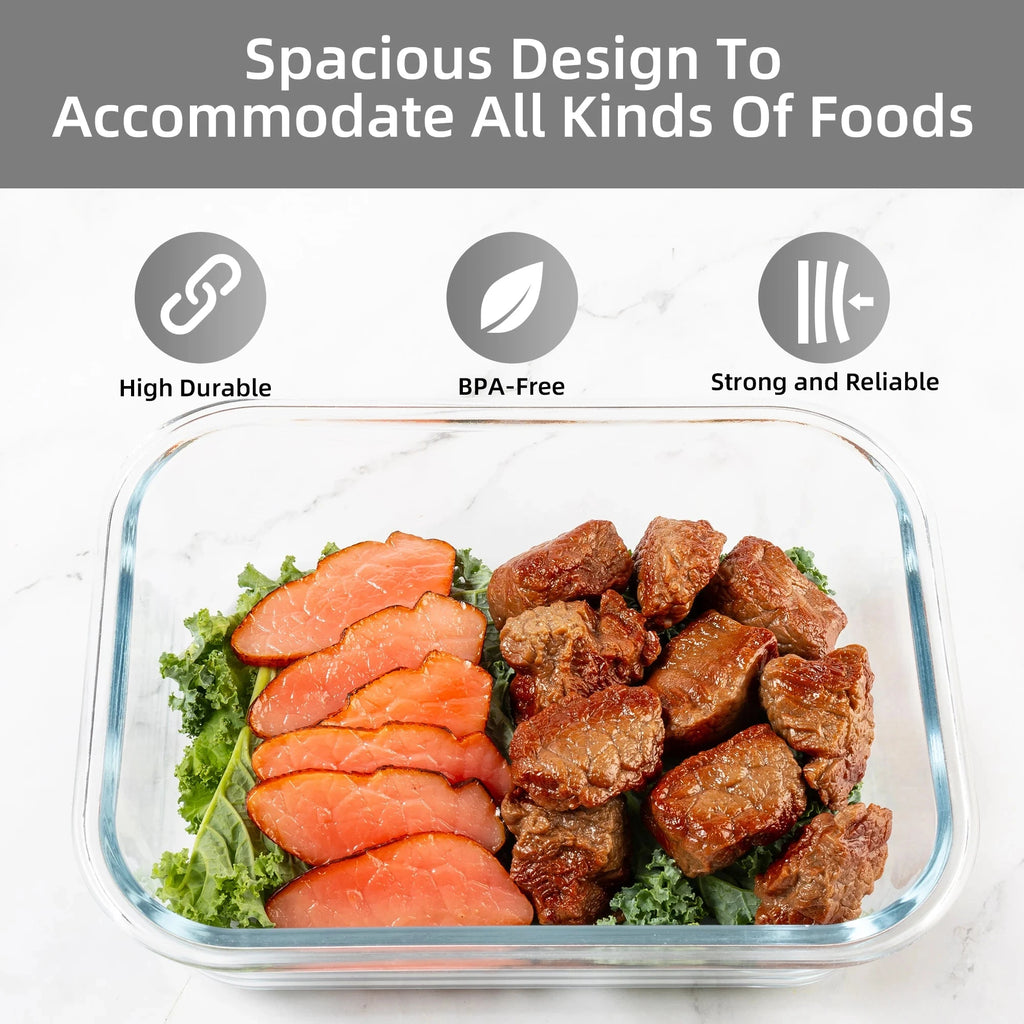 16-Piece Glass Food Storage Containers Set, Leakproof Airtight BPA-Free, Microwave & Oven Safe, Stackable Kitchen Organizers wit Shopifynow