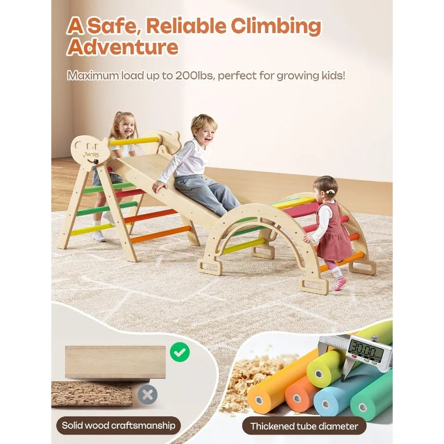 7 in 1 Pikler Triangle Set Foldable Toddler Baby Climbing Toys Solid Wooden Montessori Climbing Set Baby Climber Indoor Playgro Shopifynow