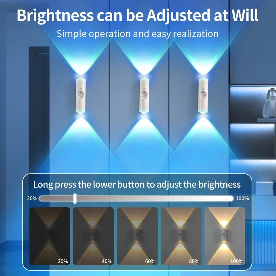 Magnetic Rechargeable Led Night Light RGB Sunset Lamp Wireless Wall Lamp with Motion Sensor for Stair Cabinet Hallway Room Decor