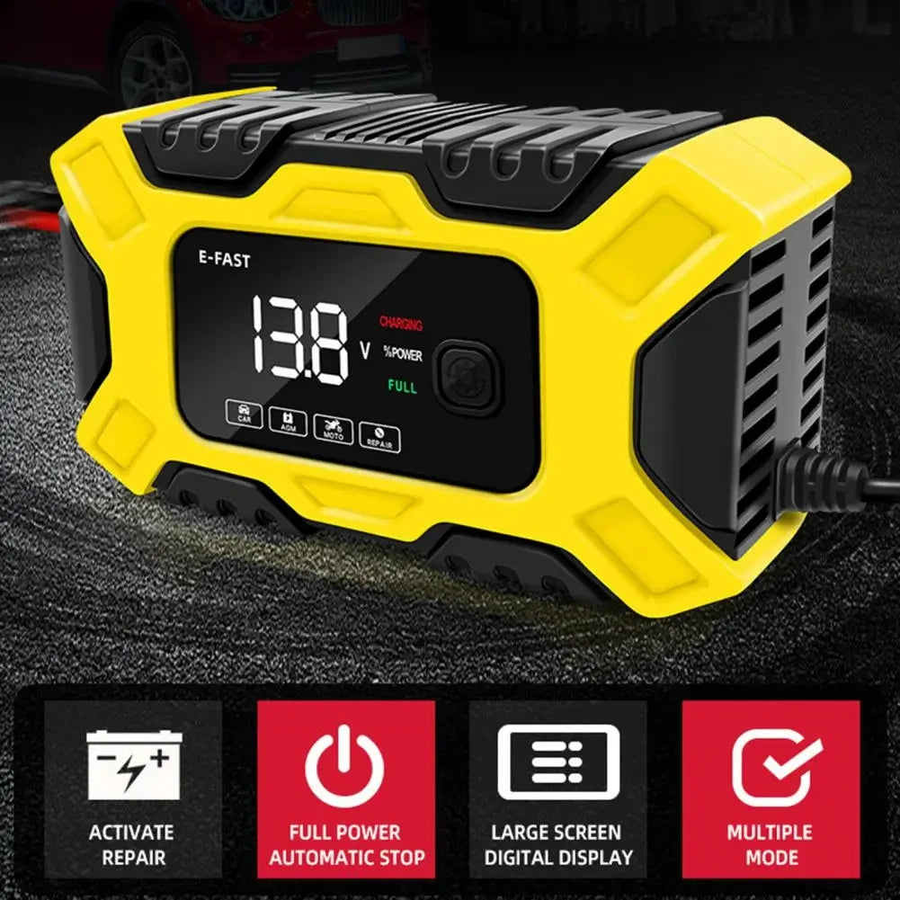 Car Battery Charger 12V Intelligent Pulse Repair LCD Display Car Battery Motorcycle Battery Charging Battery Repair Charger