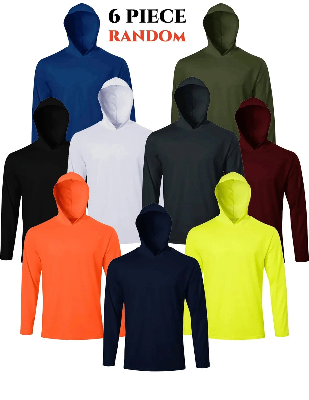 9-color random 6-piece men's quick drying long sleeved T-shirt moisture wicking casual hoodie Shopifynow
