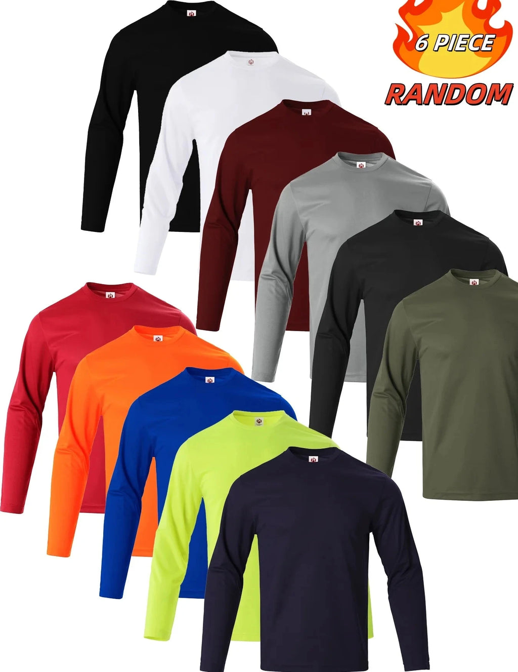 11 colors randomly selected 6-piece men's quick drying long sleeved T-shirt moisture wicking casual and breathable Shopifynow
