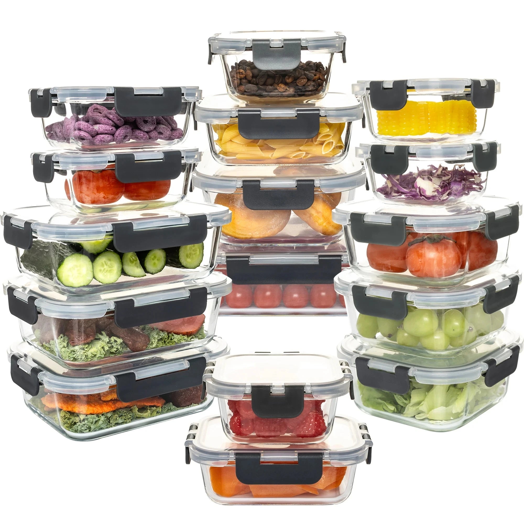 16-Piece Glass Food Storage Containers Set, Leakproof Airtight BPA-Free, Microwave & Oven Safe, Stackable Kitchen Organizers wit Shopifynow