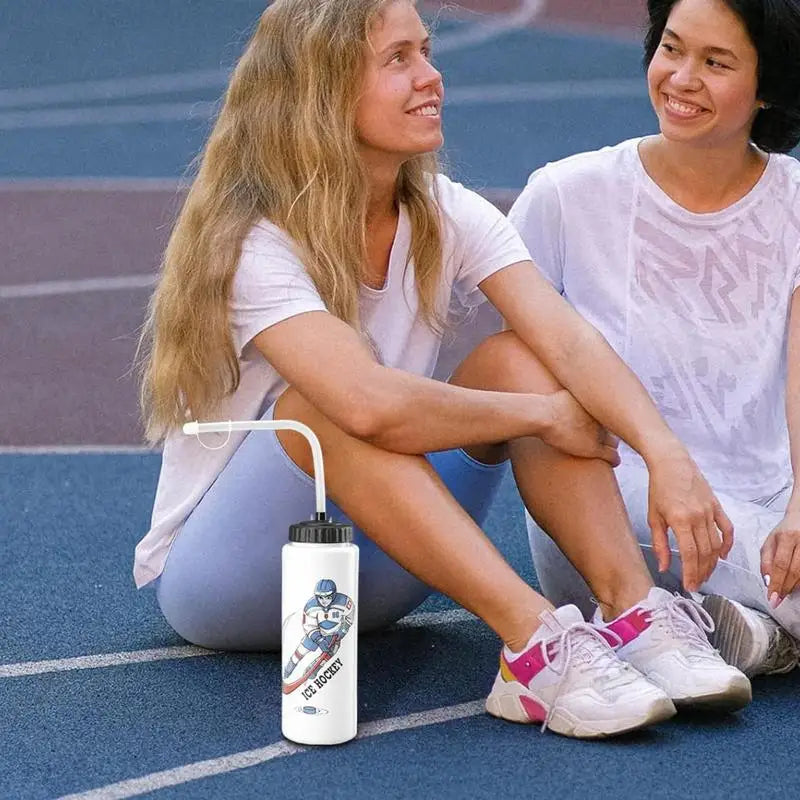 1L Ice Hockey Water Bottle With Straw Leak-Proof Large Capacity Ice Hockey Water Bottle Football Bottles Sports Gear