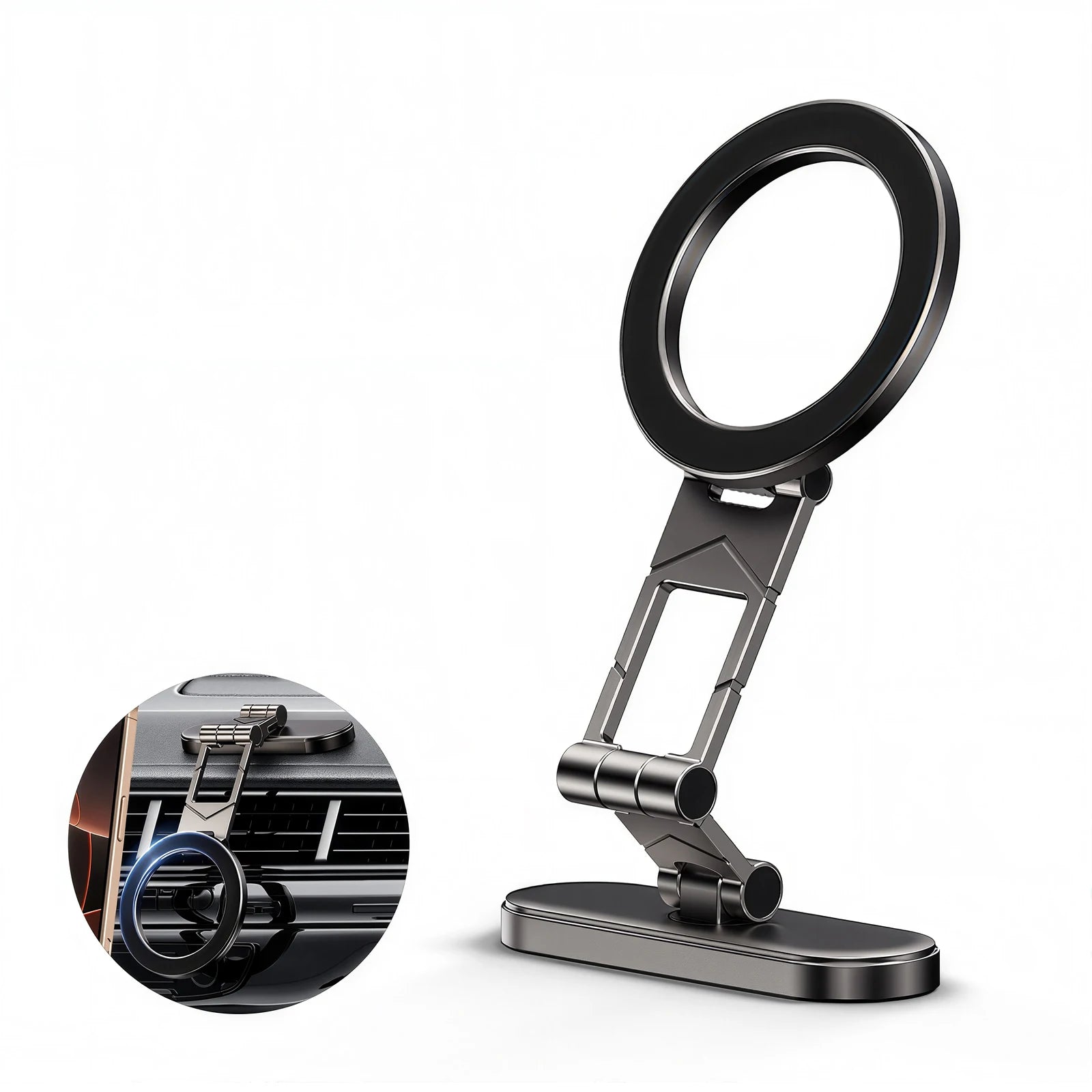 Dual Side Magnetic Car Phone Holder for Magsafe Car Dashboard Mount 360° Rotation Phone Holder for iPhone 17 16 15 Android