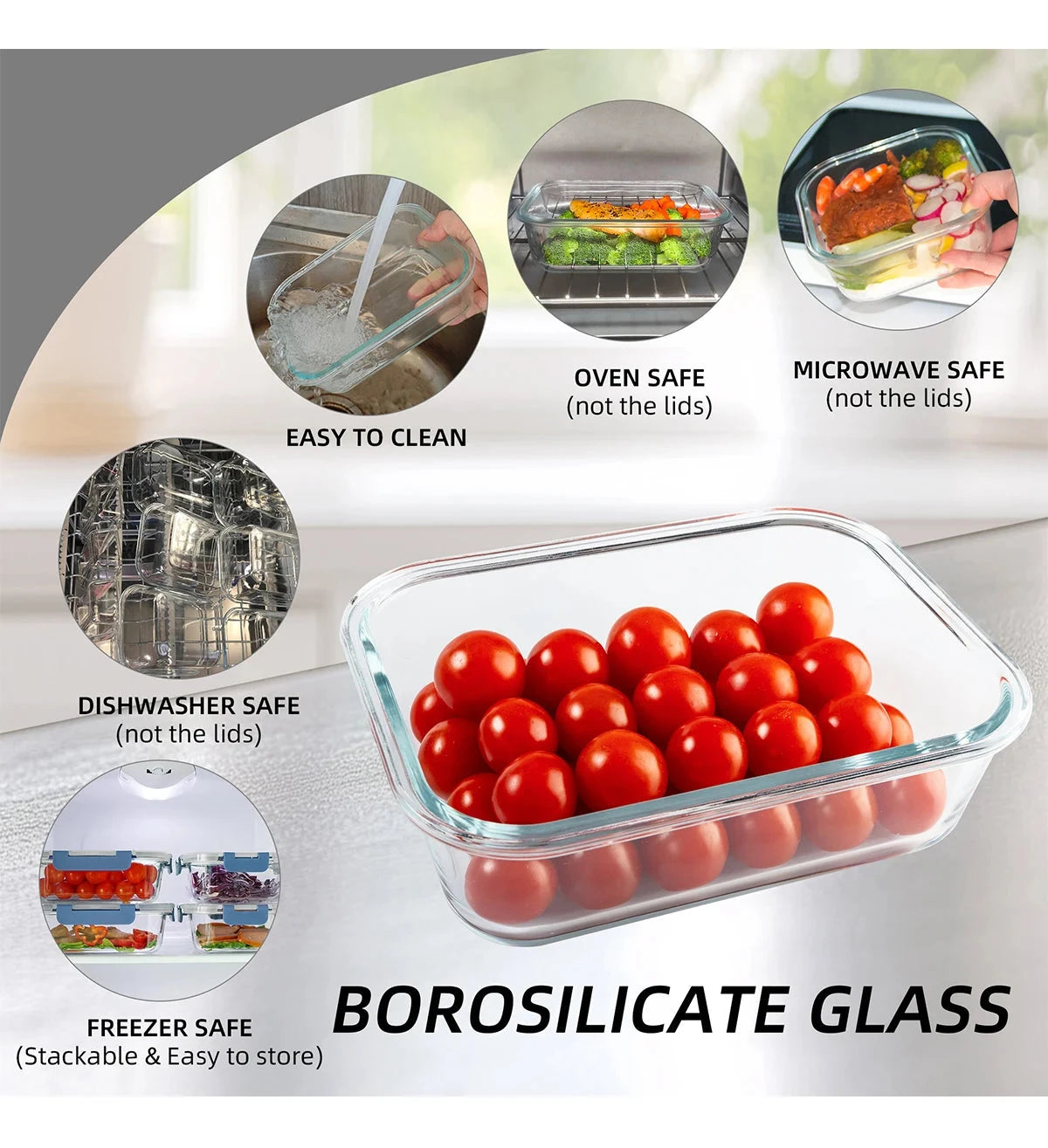 16-Piece Glass Food Storage Containers Set, Leakproof Airtight BPA-Free, Microwave & Oven Safe, Stackable Kitchen Organizers wit Shopifynow