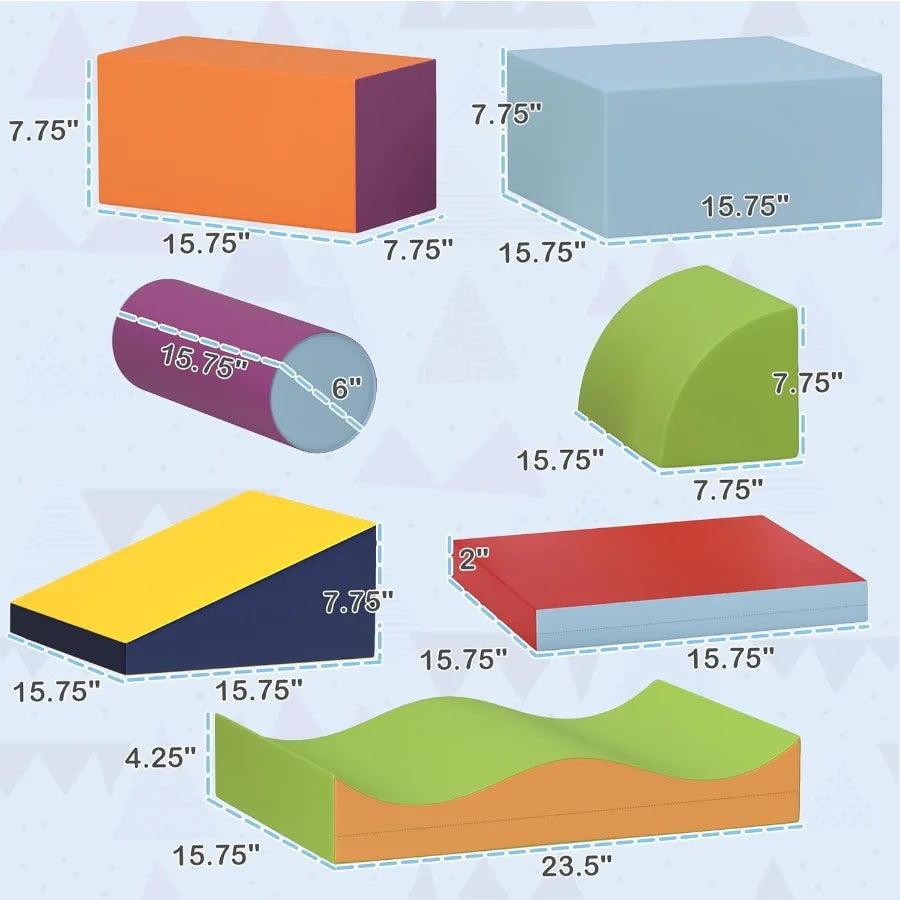 7 Piece PU Leather Soft Play Climbing for Toddlers, Baby Colorful Soft Play Gym Toys Indoor, Modular Crawling & Climbing Play Se Shopifynow