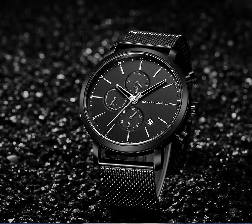 Hannah Martin Top Men Watch Brand Business Style Stainless Steel Fashion Waterproof Sports Multifunctional Quartz Watch for Men - Shopifynow