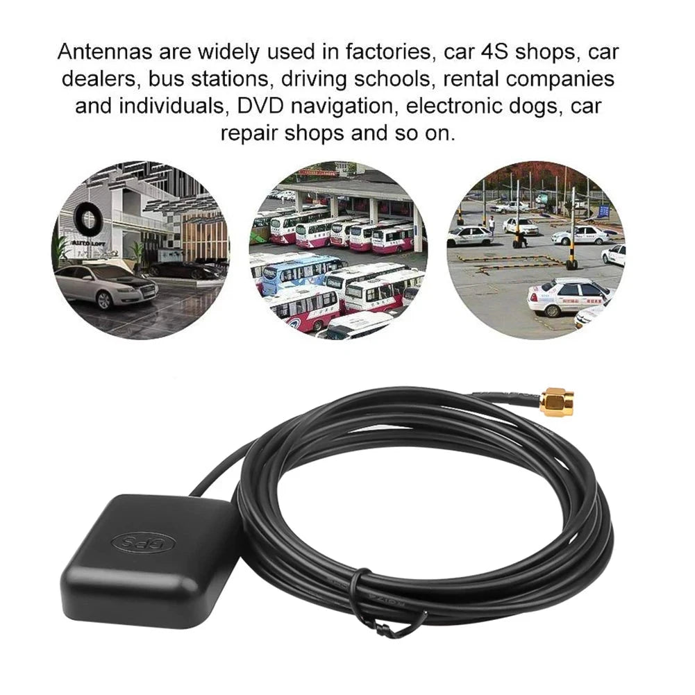 GPS Signal Receiver SMA Connector GPS Aerial Connector 3 Meters Cable Car GPS Antenna Receiver for Car Navigation Camera Player Shopifynow