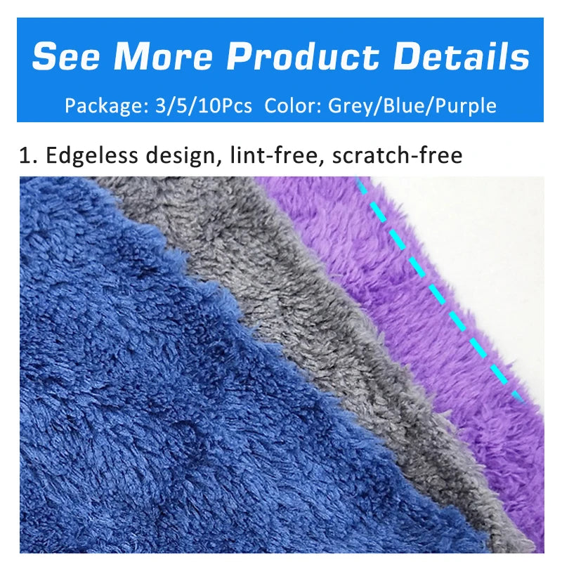 3/5/10pcs Car Wash Microfiber Towel Cleaning Drying Car Polishing Cloth Soft Edgeless Car Detailing Waxing Towel 40X40CM 350GSM Shopifynow