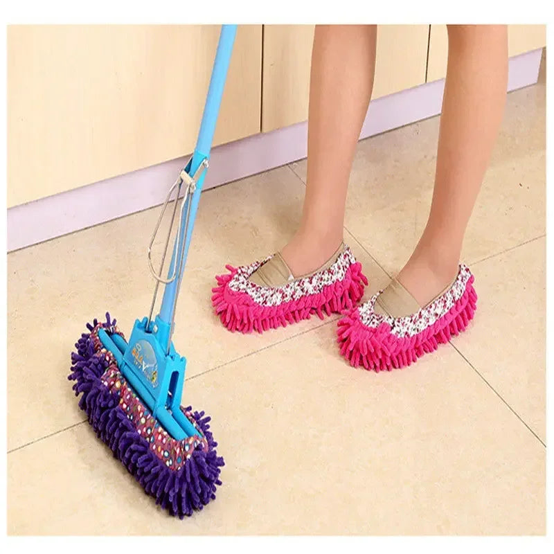 2pcs Bathroom Household Floor Cleaning Mop Cleaner Slippers Lazy Shoe Cover Microfiber Dust Cloth Mopping Shoes Floor Cleaning Shopifynow