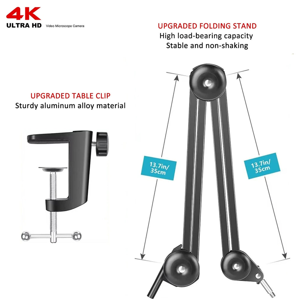 HD 4K Electron Microscope For Soldering 48MP HDMI USB Digital Camera Sony Sensor 150X Lens Reinforced Bracket Reduces Vibration Shopifynow