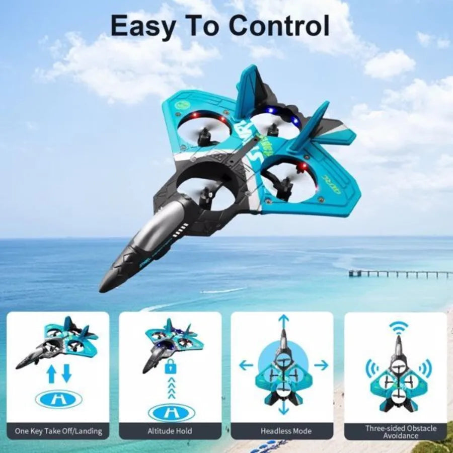 4DRC Remote Control Plane 2.4Ghz Foam RC Airplanes Helicopter Quadcopter Spinning Drone with Cool Light Gifts for Adults.Logist