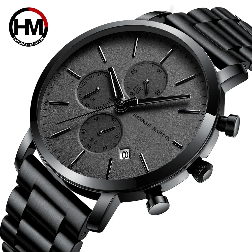 Hannah Martin Top Men Watch Brand Business Style Stainless Steel Fashion Waterproof Sports Multifunctional Quartz Watch for Men - Shopifynow