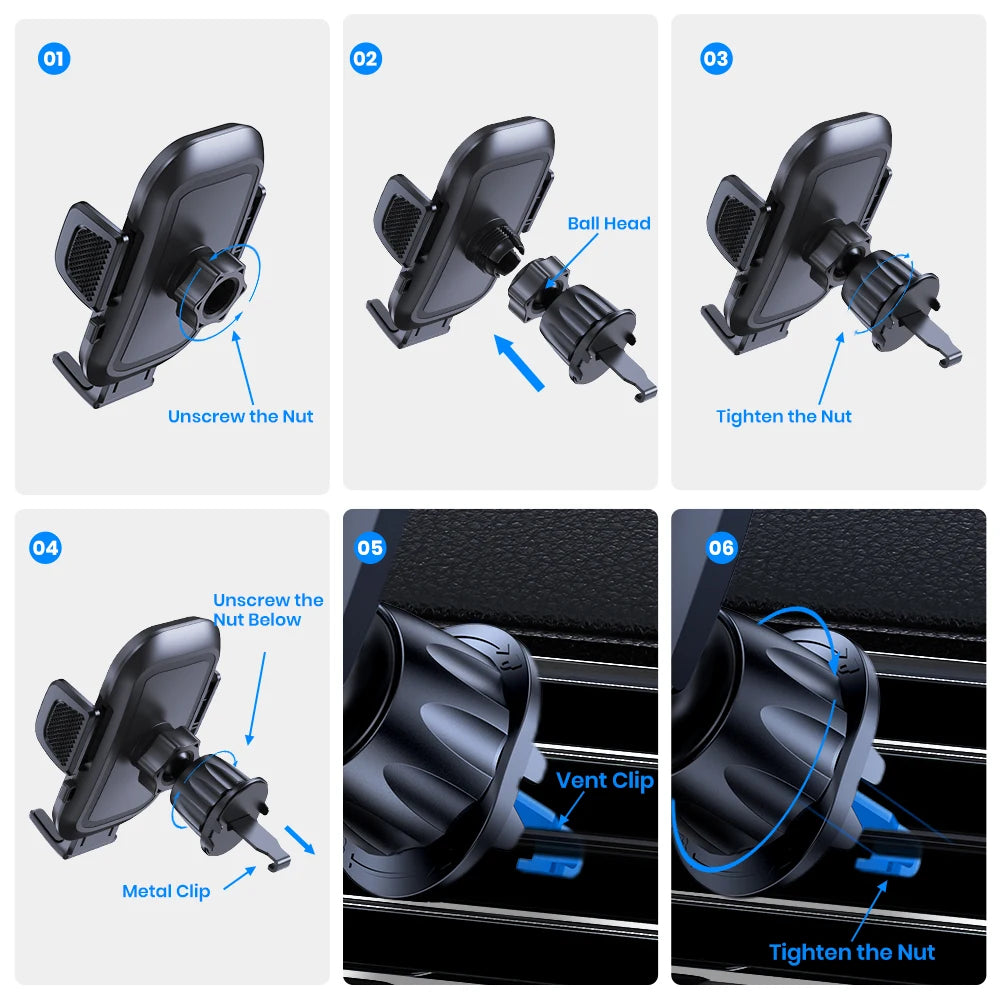 TOPK D46G Car Phone Holder Mount, Upgraded Metal Hook Cell Phone Holder For Car Air Vent Compatible With All Phones Shopifynow