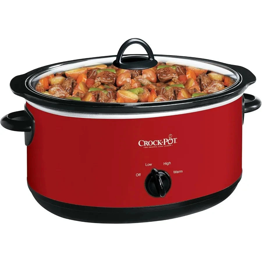 8 Quart Red Express Crock Slow Cooker for Large Family Meals and Outdoor Cooking Events Ideal for Extended Cooking Sessions wit Shopifynow
