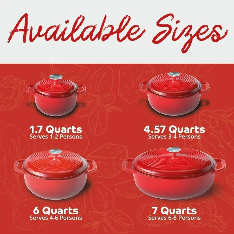 Enameled Cast Iron Dutch Oven with Handle, 6 Quarts, Rosso (Gradient Red) Cast Iron Dutch Oven with Lid | Enameled Crock Pot Dut Shopifynow