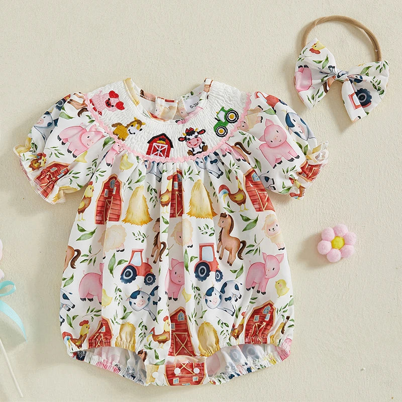 Adorable Toddler Floral Print Sleeveless Romper with Matching Bow Headband Set for Summer Outings and Playdates Shopifynow