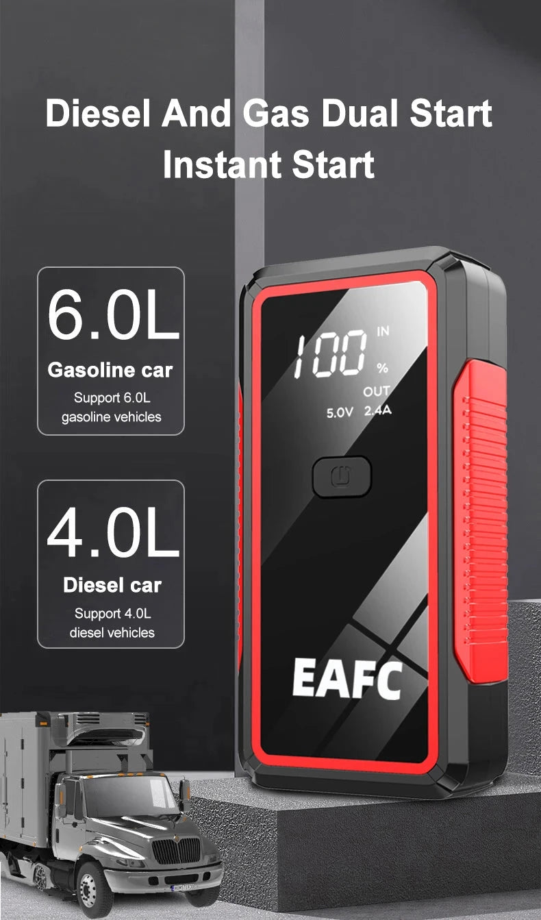 EAFC 12V Car Jump Start 600A-2000A Car Battery Starter Booster Auto Starting Device Emergency Start Portable Power Bank Shopifynow