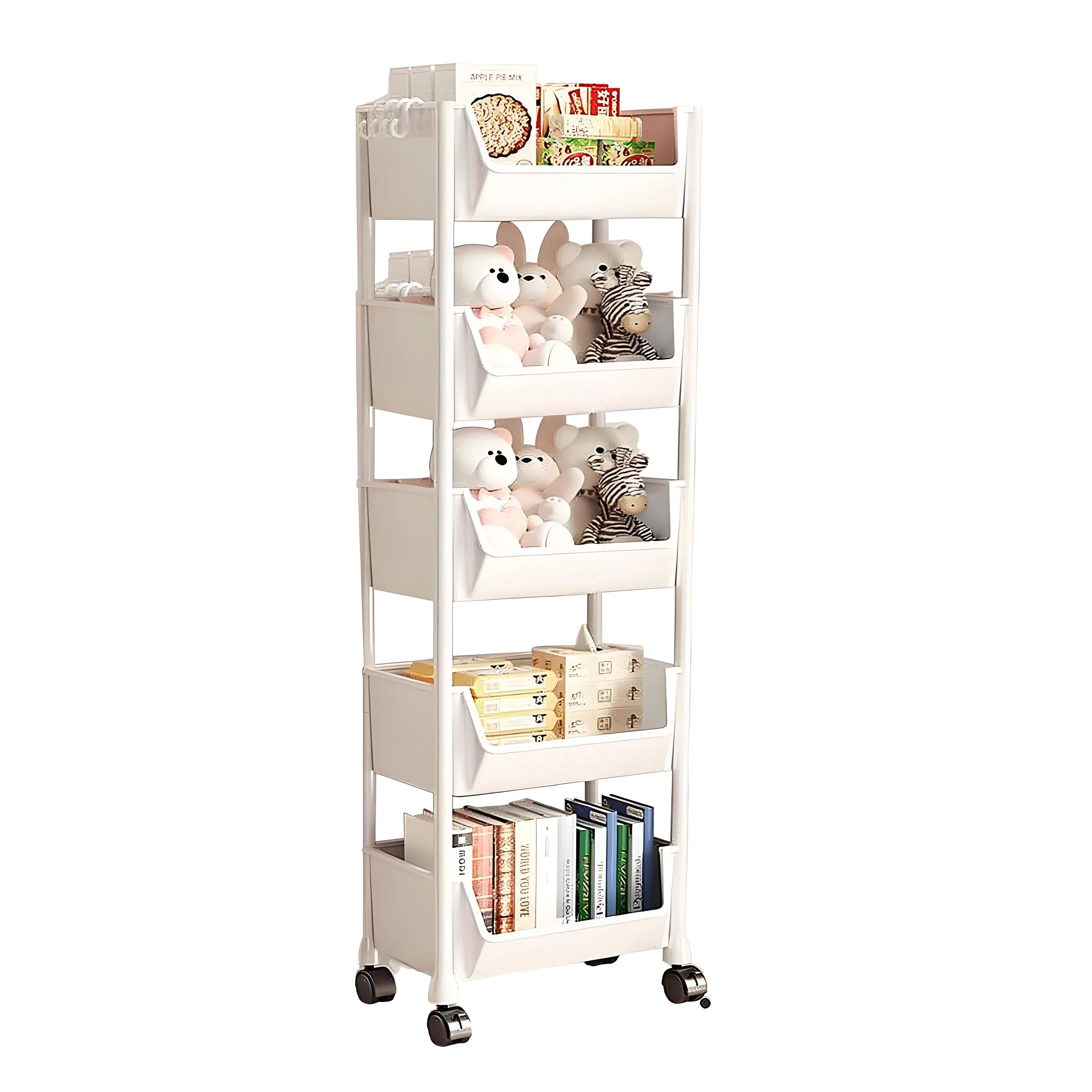 5-Tier Slim Rolling Storage Cart | Mobile Organizer with Slide-Out Trays | Space-Saving for Bathroom Laundry & Kitchen Shopifynow