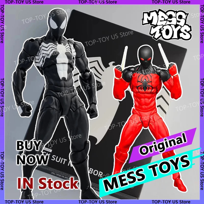 100% Original Mess Toys Spider Man Symbiote Spiderman Messtoys Black Suit Neighbor Scarlet Spider Anime Action Figure Gifts Toys Shopifynow