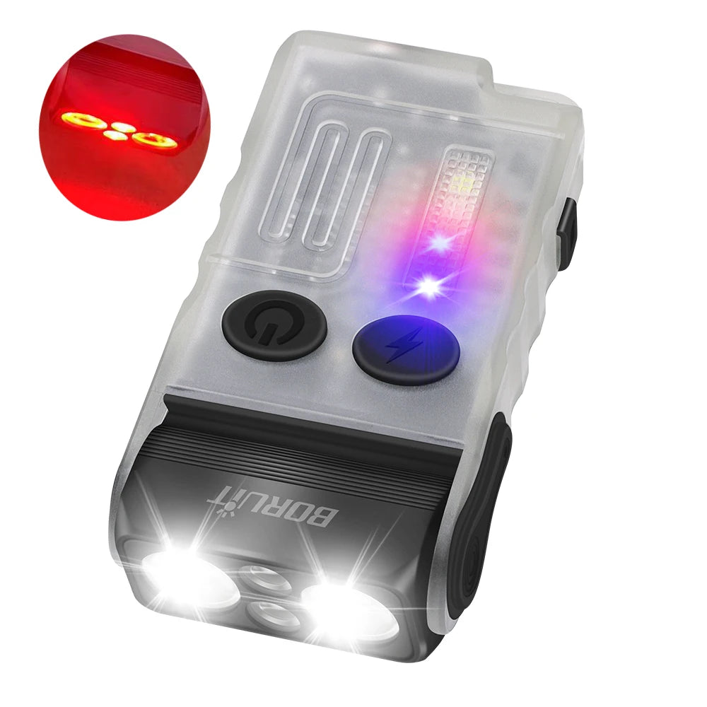BORUiT V20 Keychain EDC LED Flashlight Head Swivels Type-C Rechargeable Magnet Torch Buzzer Work Light with Clip Magnet Lantern Shopifynow